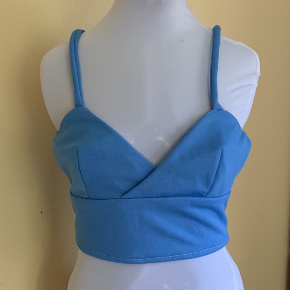 Handmade Crop Bustier Top Bright Light Blue